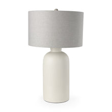 Load image into Gallery viewer, 33" Ceramic Round Bedside Lamp With Gray Drum Shade - Cream