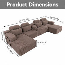 Load image into Gallery viewer, U-Shaped Sectional Sofa With Chaise Lounge And Cup Holders