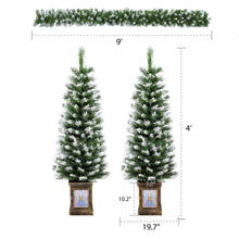 Load image into Gallery viewer, Artificial Christmas 3 Piece Set Wreath And 2 Entrance Trees With LED Lights - White / Green