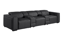 Load image into Gallery viewer, Top Grain Leather Reclining Metal USB Sofa (720394) - Black