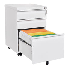 Load image into Gallery viewer, Contemporary 3 Drawer Mobile Filing Cabinet With Lock, Metal Office Storage For Legal / Letter Size