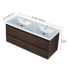 Load image into Gallery viewer, Modern Floating Bathroom Vanity With Dual Resin Sink, Soft Close Drawers