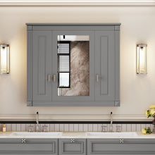 Load image into Gallery viewer, Wall Mounted Bathroom Cabinet With Mirror And 4 Shelves, Rectangular Design - Gray