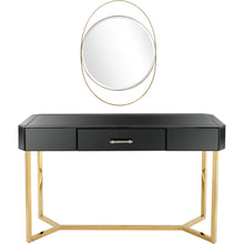 Load image into Gallery viewer, Mirrored Glass Frame Console Table And Drawers - Black And Gold