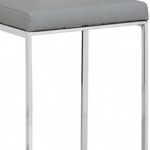 Load image into Gallery viewer, Faux Leather And Solid Wood Backless Bar Height Chair With Footrest 31" - Gray