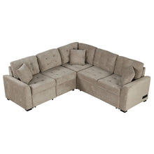 Load image into Gallery viewer, L-Shape Sofa Bed Pull-Out Sleeper Sofa With Wheels, USB Ports, Power Sockets For Living Room