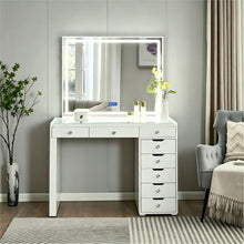 Load image into Gallery viewer, Makeup Vanity Desk With LED Lighted Mirror, 9 Drawers For Bedroom - Gloss White