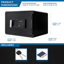 Load image into Gallery viewer, 0.54 Cubic Ft Keypad Fireproof Security Safe - Black