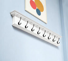 Load image into Gallery viewer, 51" Wood Eight Hook Wall Mount Coat Rack - White