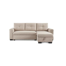 Load image into Gallery viewer, Polyester Blend Convertible Futon Sleeper Sofa With Black Legs - Beige