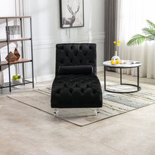 Load image into Gallery viewer, Velvet Chaise Lounge Indoor, Button Tufted Upholstered Chaise Lounge Chair With Pillow