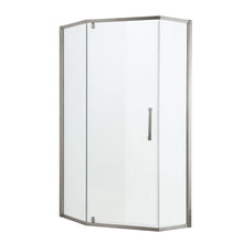 Load image into Gallery viewer, Semi Frameless Neo Angle Hinged Shower Enclosure With Clear Tempered Glass - Brushed Nickel