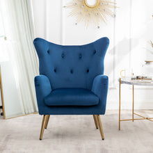 Load image into Gallery viewer, Sovarol - Velvet Button-Tufted Wing Back Accent Chair - Blue