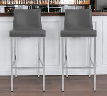 Load image into Gallery viewer, 31" Steel Low Back Bar Height Bar Chairs (Set of 2) - Gray And Silver