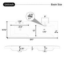Load image into Gallery viewer, Vanity Top With Undermount Rectangular Double Sinks, Faucet Holes - White
