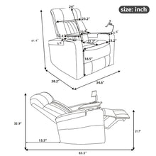 Load image into Gallery viewer, 270° Power Swivel Recliner Home Theater Chair With Hidden Arm Storage, LED Light, Cup Holder, And Tray Table