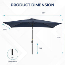 Load image into Gallery viewer, Rectangular Patio Umbrella With Crank Tilt, Polyester UV-Resistant Canopy