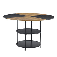 Load image into Gallery viewer, Diameter - Modern Splicing Circular Dining Table Double Layer Storage - Wood / Black