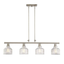 Load image into Gallery viewer, Kitchen Island Four Light Metal Transparent Glass Dimmable Chandelier With Shades - Nickel