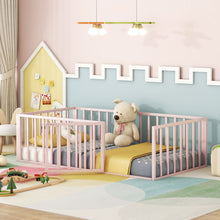 Load image into Gallery viewer, Metal Floor Bed Frame With Fence And Door