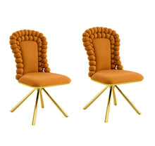Load image into Gallery viewer, Velvet Metal Partially Open Back Dining Side Chairs (Set of 2) - Orange / Gold