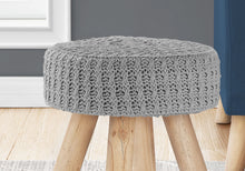 Load image into Gallery viewer, Ottoman, Pouf, Footrest, Foot Stool, Round, Natural Wood Legs, Contemporary, Modern