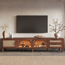 Load image into Gallery viewer, TV Stand For TVs Up To 90", Media Console With App Controlled LED Lights, 2 Drawers & Door Storage - Dark Brown
