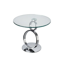 Load image into Gallery viewer, Glass And Metal Round Pedestal End Table - Clear / Silver
