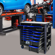 Load image into Gallery viewer, 12 Layer Drawer Multi Purpose Tool Cart With Wheels And Iron Top - Black / Blue