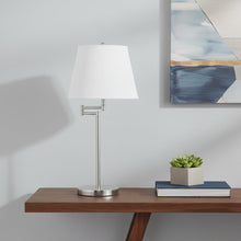 Load image into Gallery viewer, Metal Table Lamp With Off-White Empire Shade - Nickel