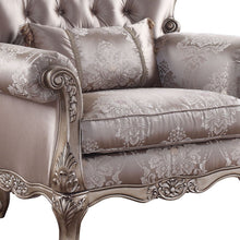 Load image into Gallery viewer, Fabric Floral Tufted Arm Chair - Champagne
