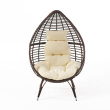 Load image into Gallery viewer, Cutter Teardrop Patio Chair With Water Resistant Cushion - Multi / Brown / Beige