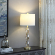 Load image into Gallery viewer, Geo Glass Table Lamp With Shade - Brushed Gold