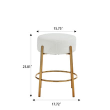 Load image into Gallery viewer, Round Bar Stools (Set of 2), Contemporary Upholstered Dining Stools For Kitchens, Coffee Shops And Bar Stores - Gold Legs