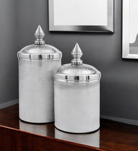 Load image into Gallery viewer, Tweed Decorative Canisters (Set of 2) - Silver