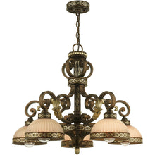 Load image into Gallery viewer, 23" Five Light Metal Dimmable Chandelier With Shades - Bronze