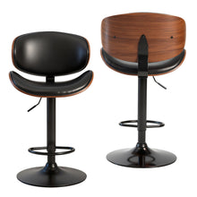 Load image into Gallery viewer, Faux Leather Adjustable Height Swivel Bar Chairs (Set of 2) - Black / Brown