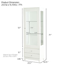 Load image into Gallery viewer, Modern Upholstered Glass Display Cabinet With Adjustable LED Light - White