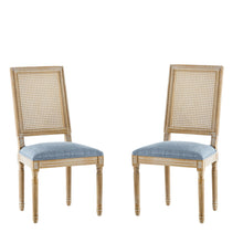 Load image into Gallery viewer, French Country Dining Chair With Rectangular Cane Backrest And Smooth Upholstered Seating