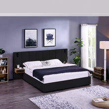 Load image into Gallery viewer, Upholstered Hydraulic Platform Bed With Storage Shelves, Reading Lamps, USB Port