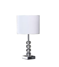 Load image into Gallery viewer, Metal And Glass Orbs Table Lamp With White Drum Shade - Silver