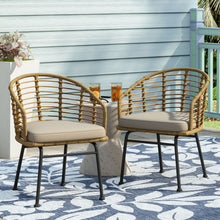 Load image into Gallery viewer, Randy - Modern Wicker Chair With Water Resistant Cushions - Brown / Beige