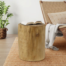 Load image into Gallery viewer, Hand Painted Wood Stump Style Outdoor Side Table - Light Brown