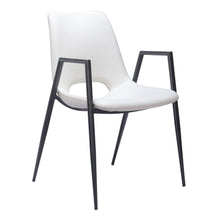 Load image into Gallery viewer, Upholstered Faux Leather Open Back Dining Arm Chairs (Set of 2) - White