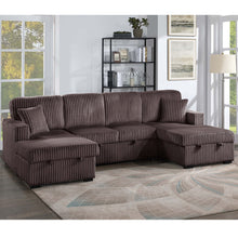Load image into Gallery viewer, Convertible Sectional, Storage Chaises, Pull Out Middle Section - Chocolate