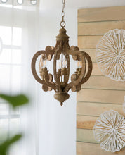 Load image into Gallery viewer, Farmhouse Chandelier, 6 Light Wood Chandelier Pendant Light Fixture With Adjustable Chain For Dining Room Living Room Entryway, Bulb Not Included