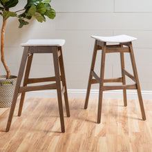 Load image into Gallery viewer, Mid Century Modern Bar Stool Set With Upholstered Seating