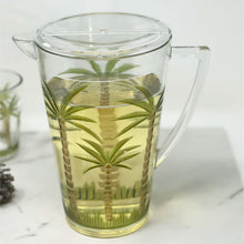 Load image into Gallery viewer, Unbreakable Plastic Water Pitcher With Lid, Palm Tree Design - Clear