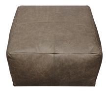 Load image into Gallery viewer, Brown Distressed Leather Pouf Ottoman - Gray