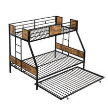 Load image into Gallery viewer, Modern Metal Bunk Bed With Side Ladders And Guardrail